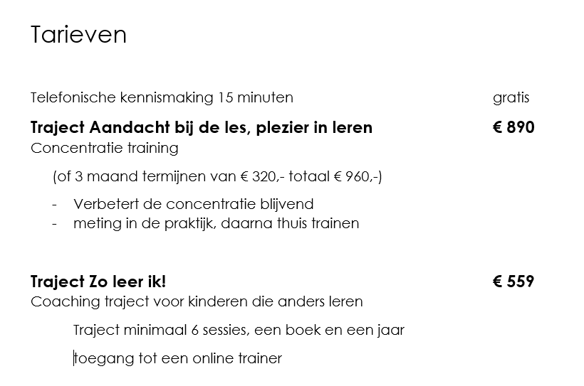 Traject Aandacht bij de les, plezier in leren. concentratie kindercoaching-harderwijk.nl